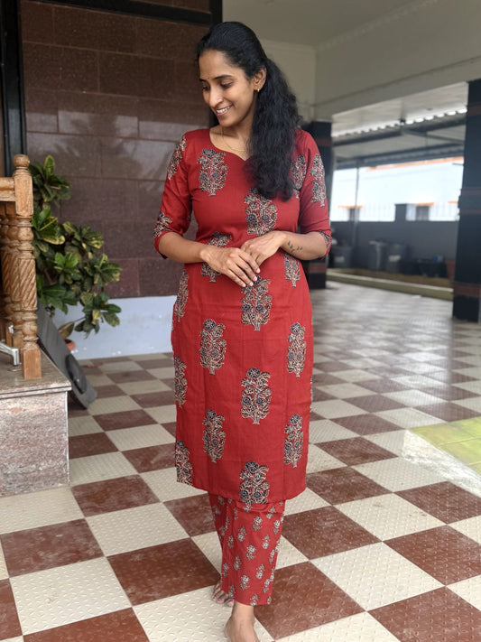 Crimson Grace Cotton Kurthi Set-PI : ICC00028