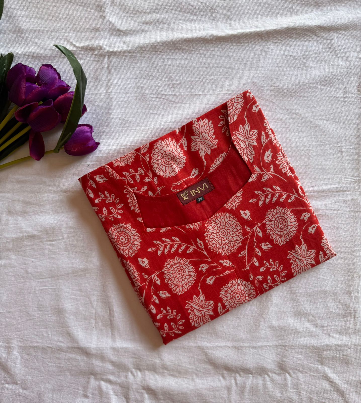 Scarlet Bloom Kurthi-PI : ICK00084