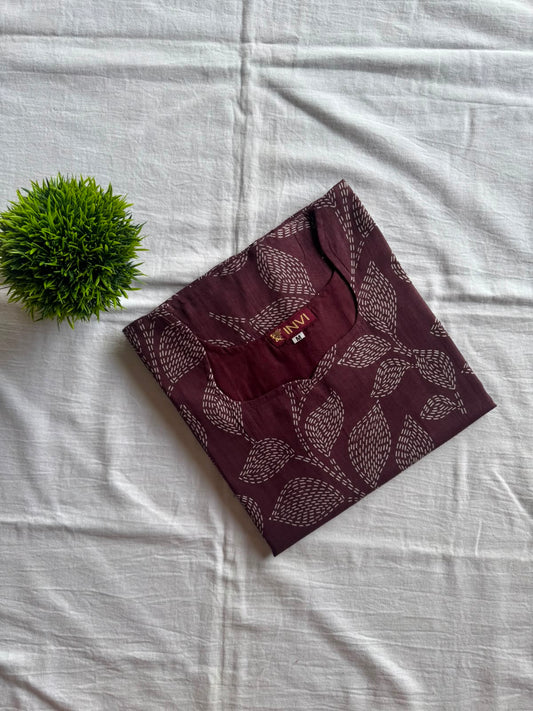 Maroon Cotton Kurthi-PI : ICK00102