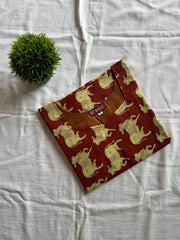 Maroon Heritage Print Pure Cotton Kurthi-PI : ICK00120