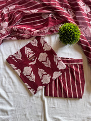 Ruby Leaf Cotton Suit Set-PI : ICS00136