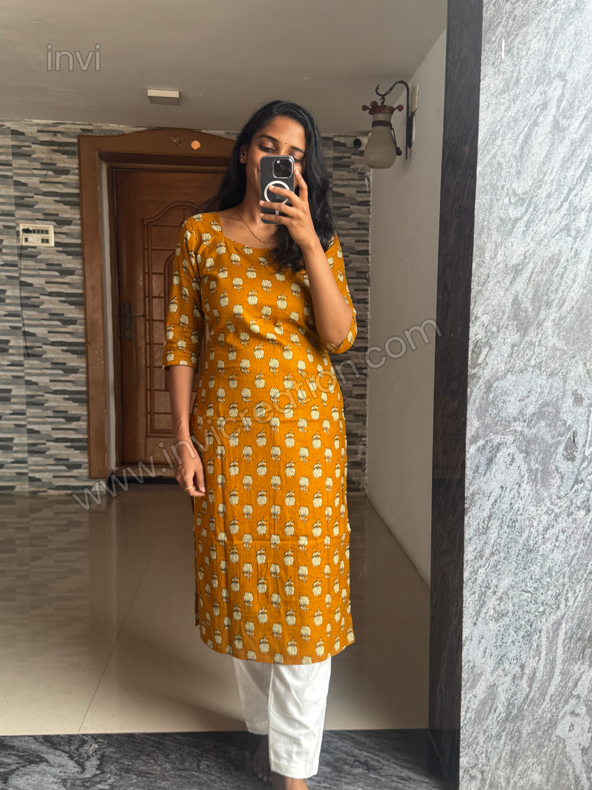 Golden Bud Cotton Kurthi-PI : ICK00137
