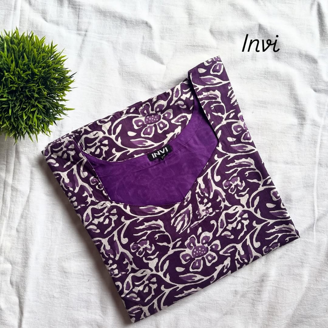 Purple & White Abstract Floral Print Kurthi-PI : ICK00014