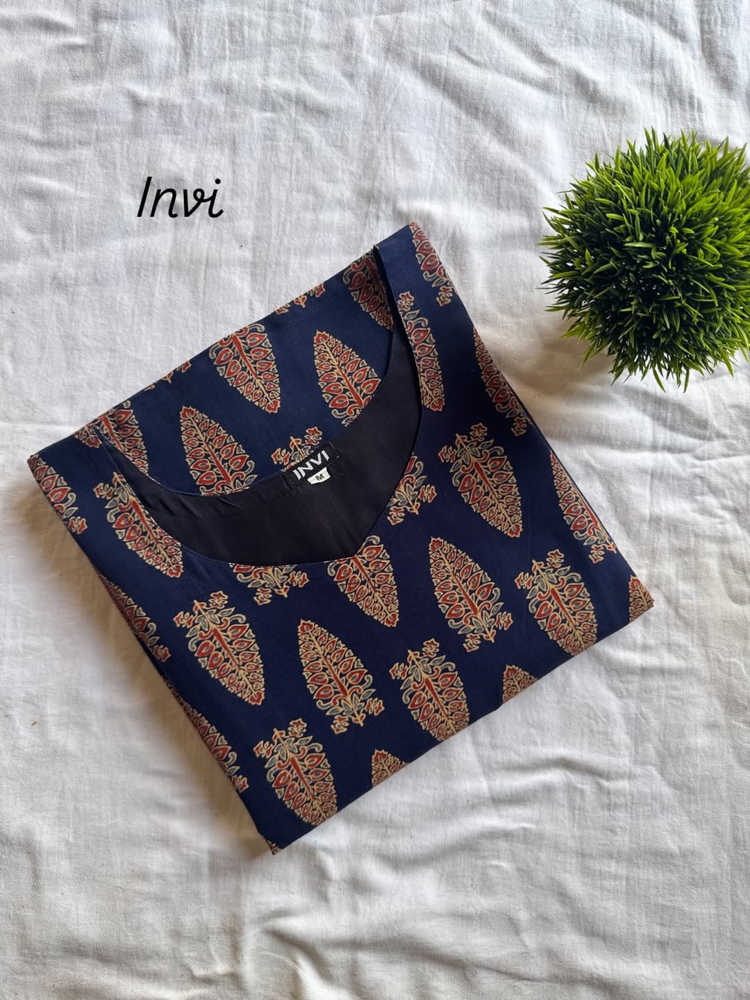 Navy Blue Buta Print Kurthi-PI : ICK00015