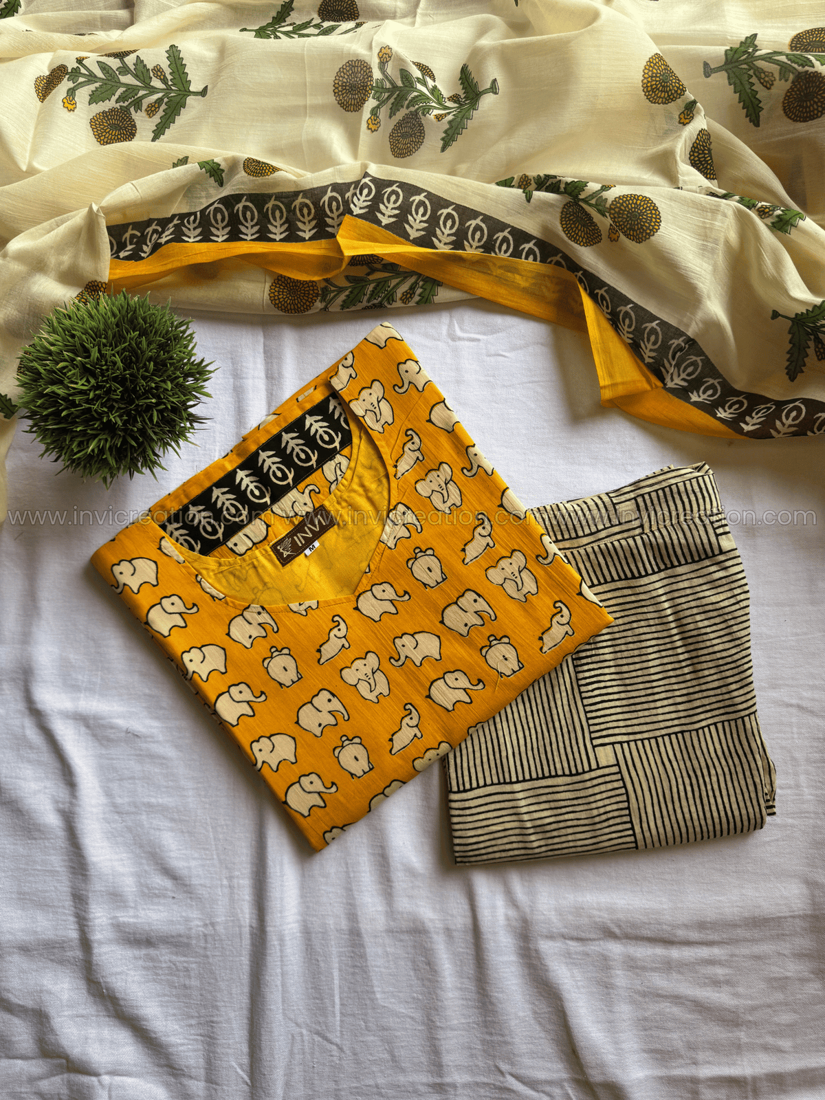 Yellow Gajra Cotton Salwar Set-PI : ICS00179