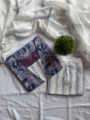 Lavender Blue Floral Cotton Salwar Set-PI : ICS00182