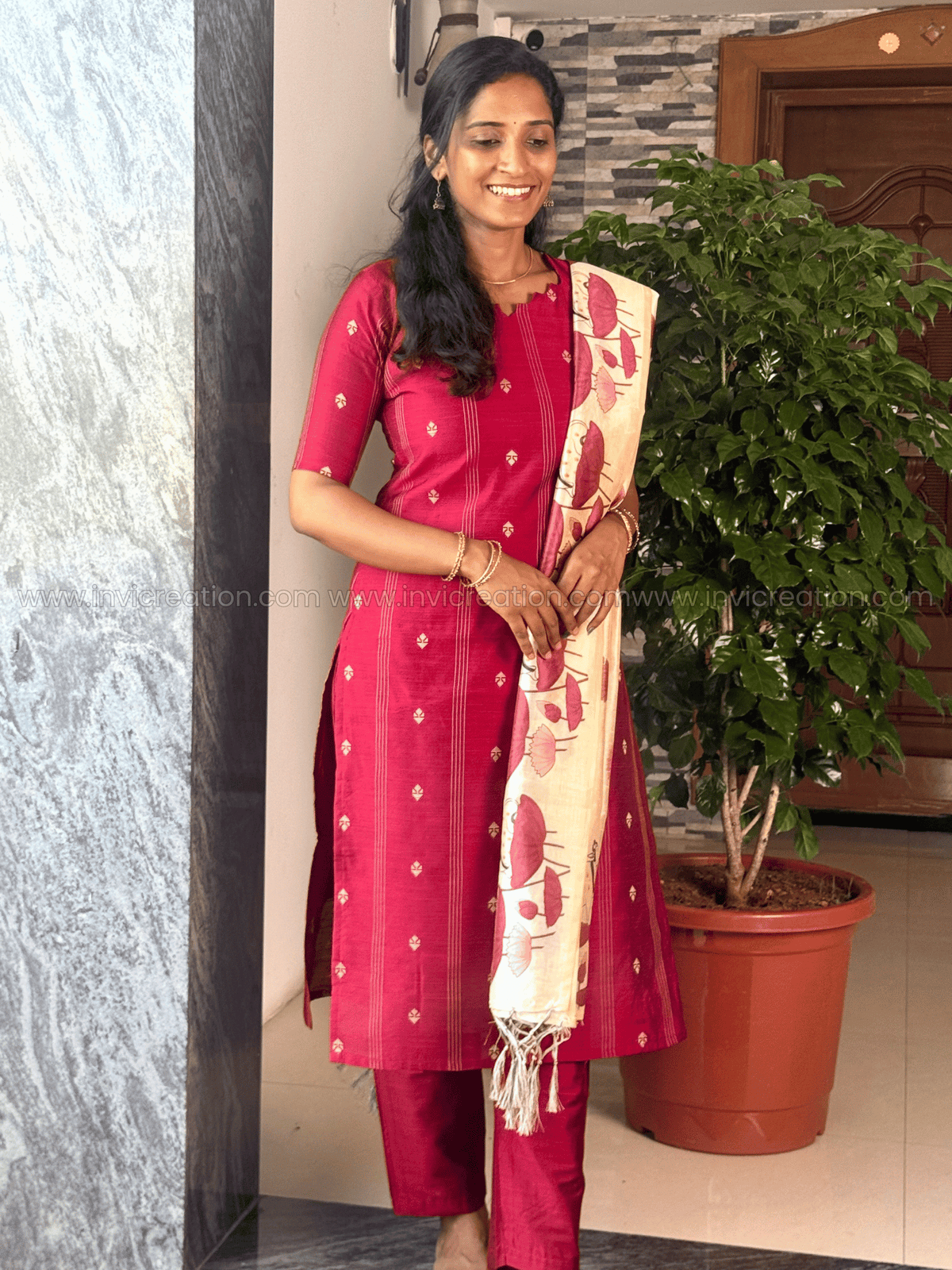 Premium Magenta Silk Printed Salwar Set-PI : ICP00189*