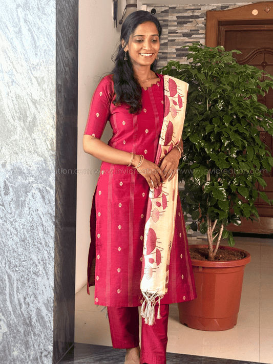 Premium Magenta Silk Printed Salwar Set-PI : ICP00189*