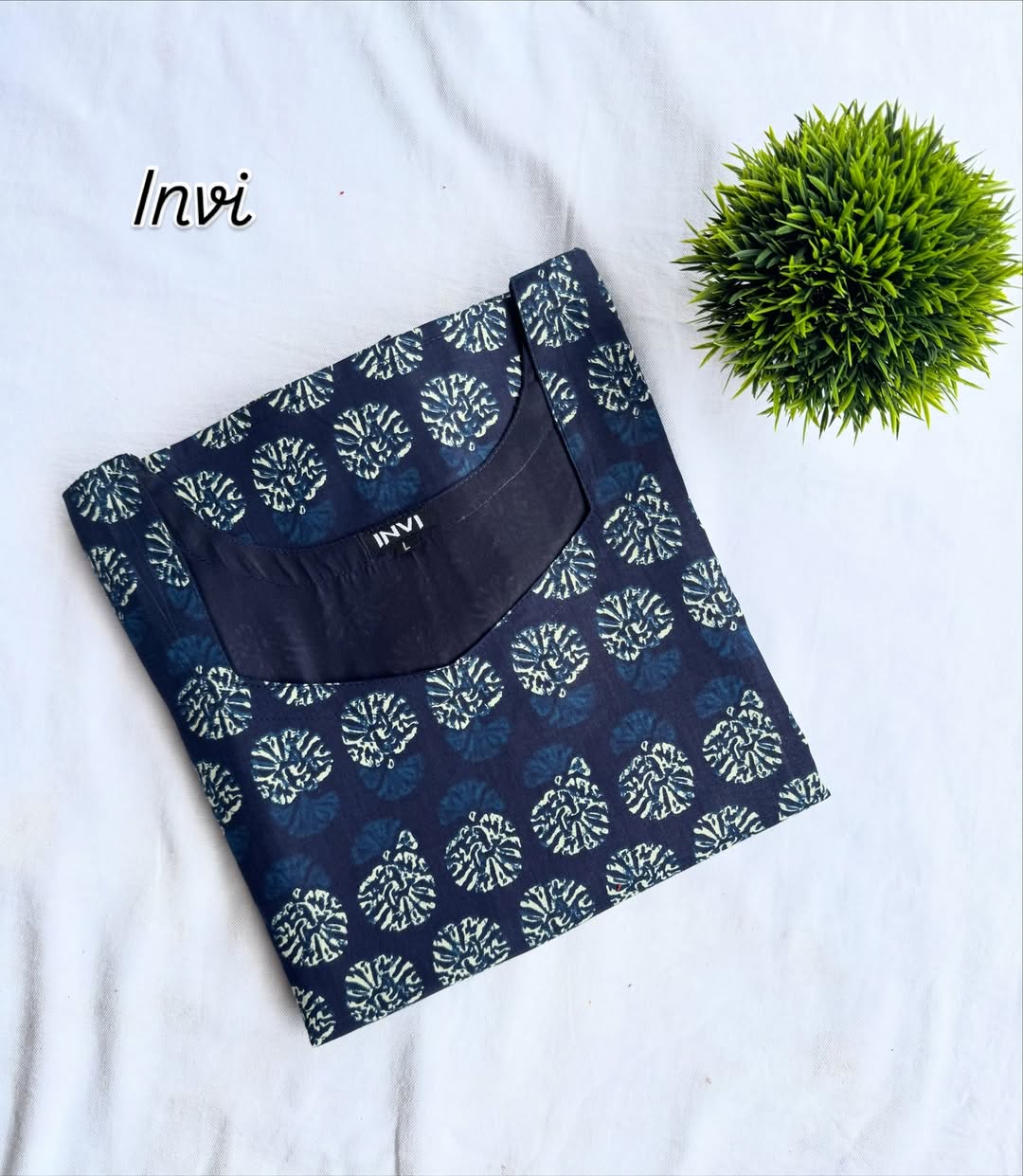 Navy Blue Mandala Block Print Kurthi-PI : ICK00019