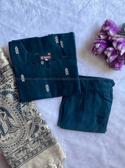 Premium Deep Teal Raw Silk Kurta Set-PI : ICP00192*