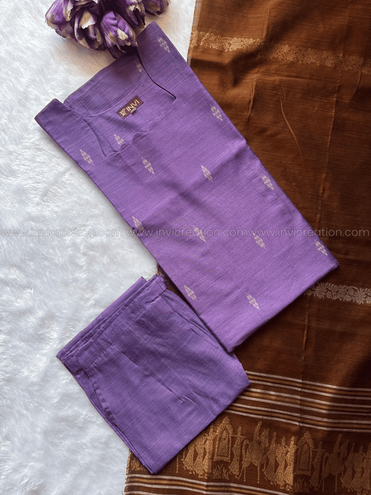 Premium Lavender & Brown Raw Silk Salwar Set-PI : ICP00194*