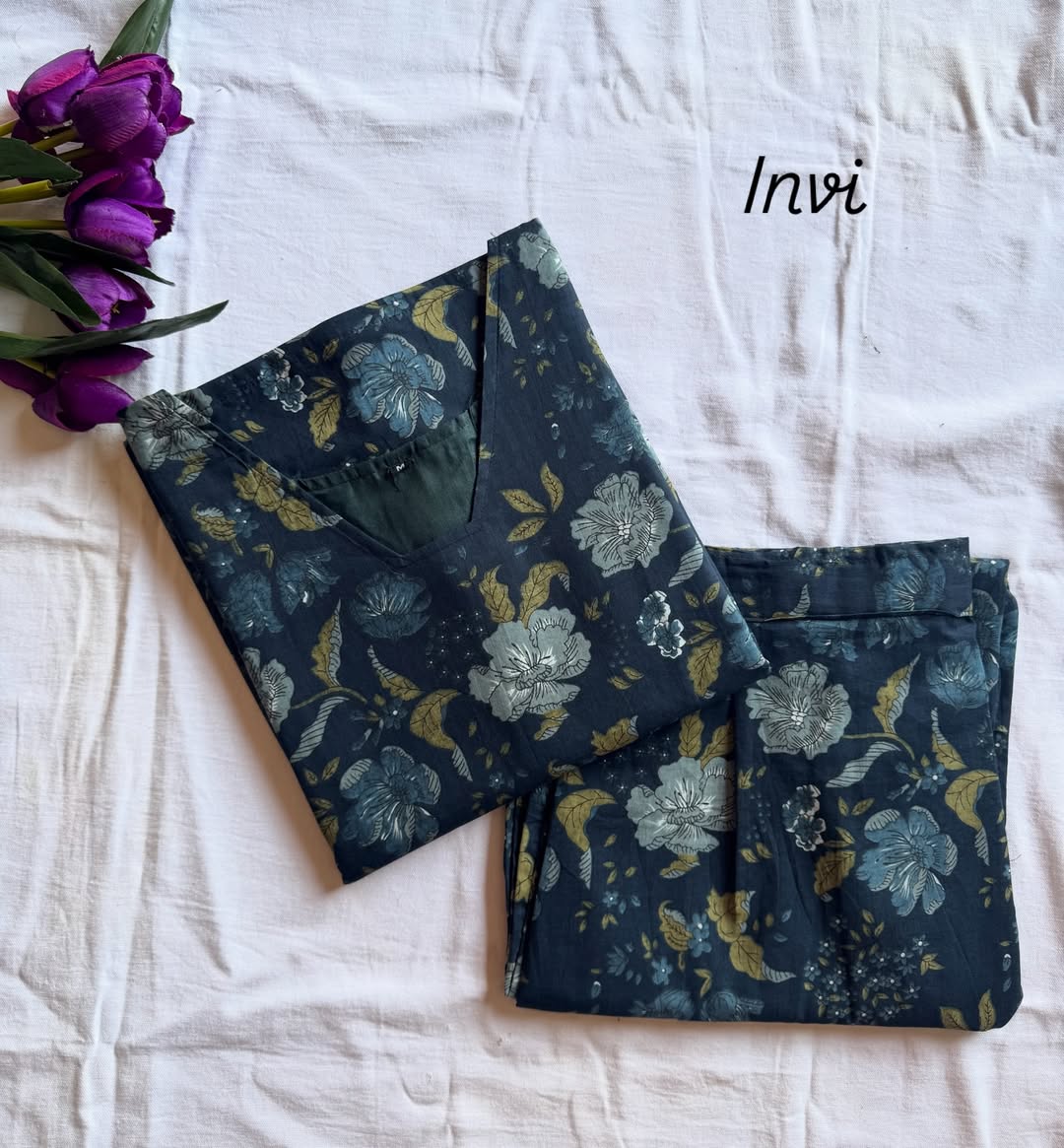Navy Bloom Ethnic Co-Ord Set-PI : ICC00021
