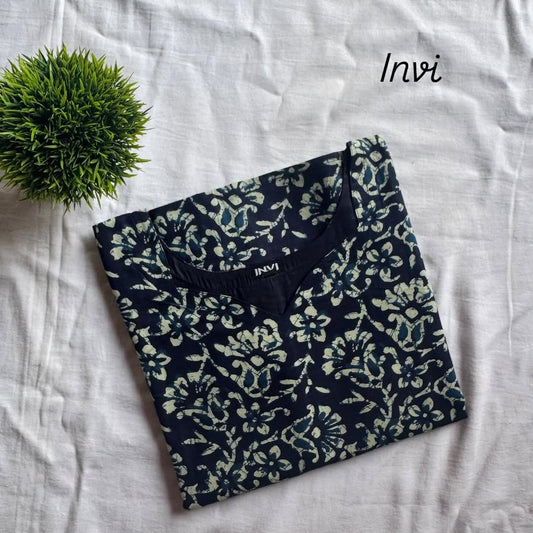 Cobalt Classic Floral Vine Kurthi-PI : ICK00027