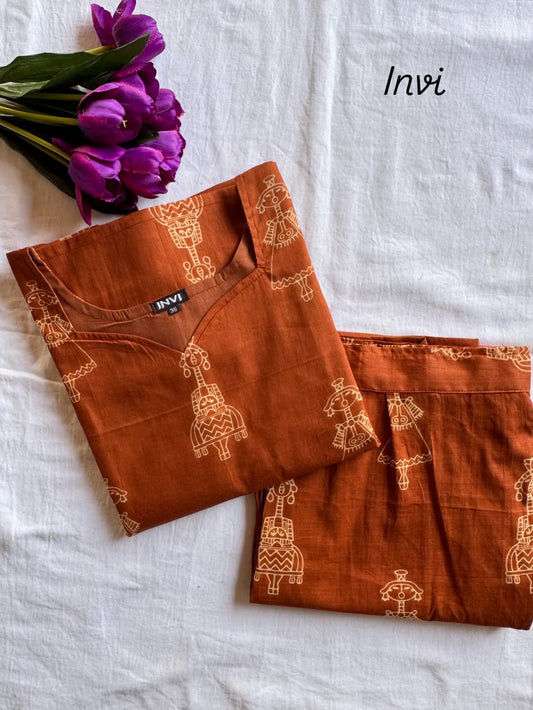 Rustic Doll Print Co-ord Set-PI : ICC00041