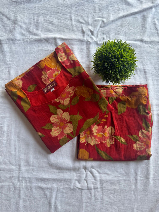 Red Petal Co-ord Set-PI : ICC00046