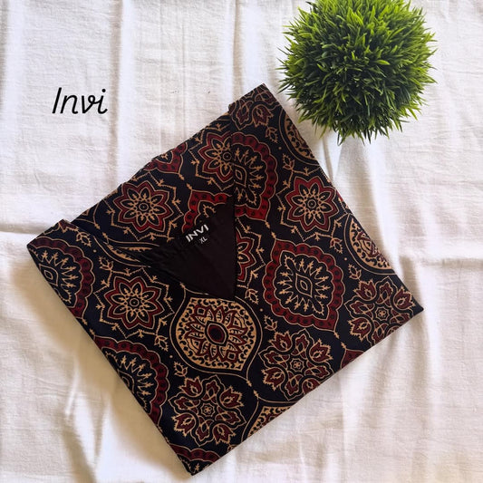 Black & Maroon Mandala Block Print Kurthi-PI : ICK00047