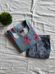 Sky Blossom Cotton Kurthi Set-PI : ICC00057