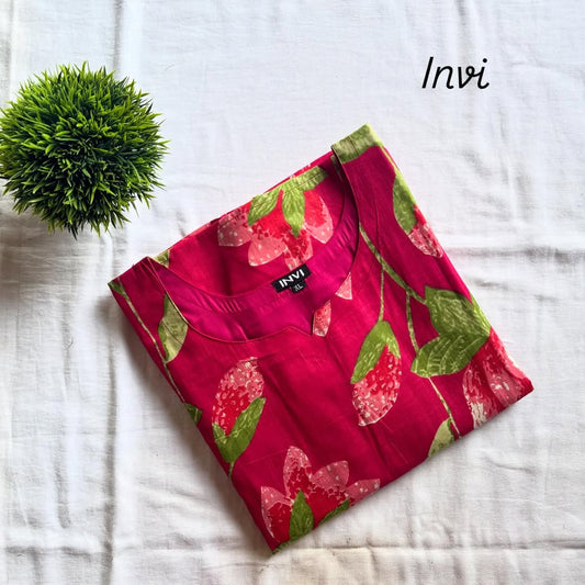 Pink Floral Printed Kurthi-PI : ICK00002