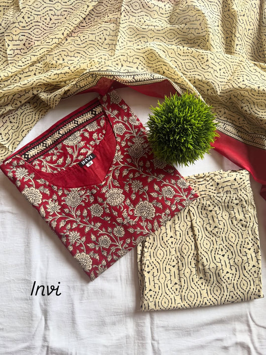 Scarlet Garden Cotton Salwar Suit Set-PI : ICS00082