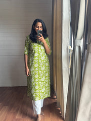 Olive Blossom Cotton Kurthi-PI : ICK00115