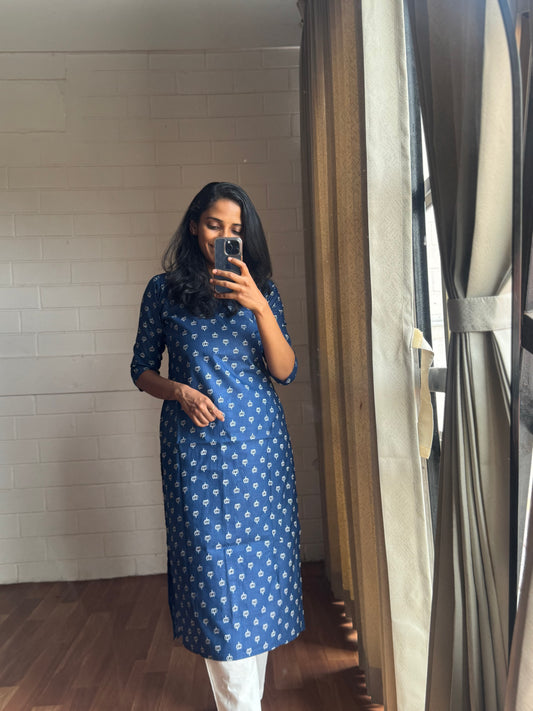 Blue Essence Cotton Kurthi-PI : ICK00114