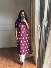Maroon Aura Cotton Kurthi-PI : ICK00113