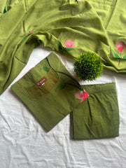 Olive Petal Elegance Salwar Set-PI : ICS00131