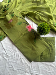 Olive Petal Elegance Salwar Set-PI : ICS00131