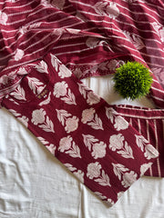 Ruby Leaf Cotton Suit Set-PI : ICS00136