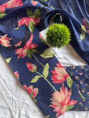 Navy Bloom Cotton Suit Set-PI : ICS00137