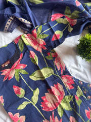 Navy Bloom Cotton Suit Set-PI : ICS00137