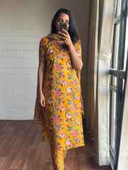 Golden Bloom Premium Cotton Suit Set-PI : ICS00138