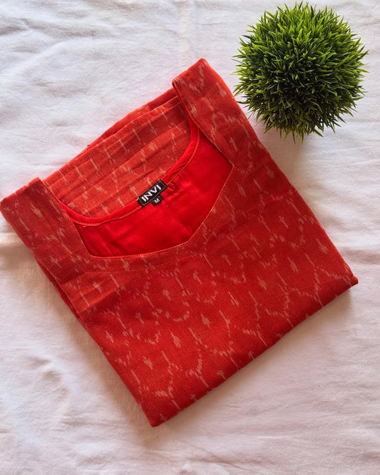 Vermilion Weave Kurthi-PI : ICK00089