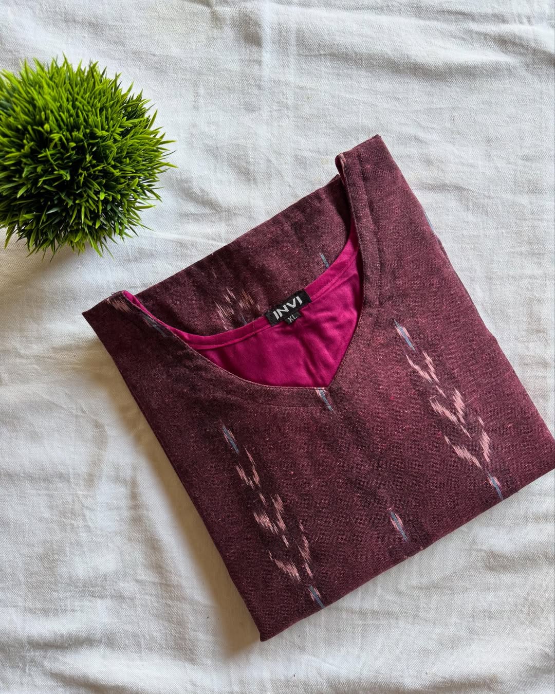 Berry Rust Handloom Kurthi-PI : ICK00088