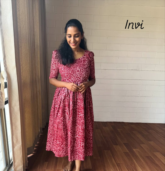 Elegant Floral Print Cotton Maxi-PI : ICM00001