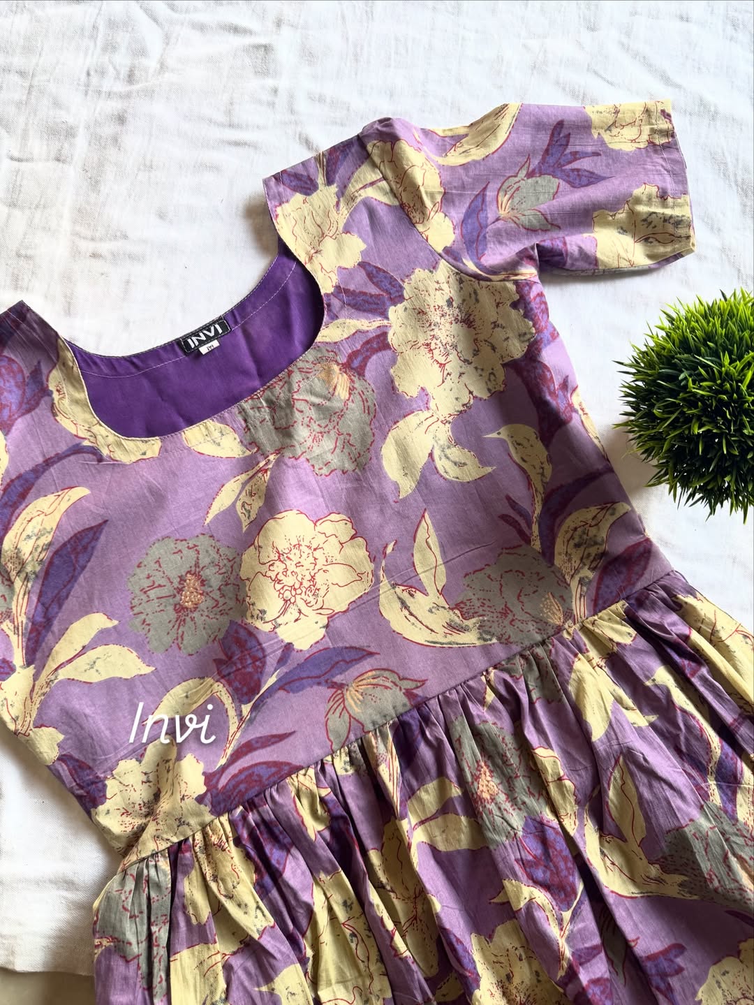 Lavender Floral Printed Cotton Maxi-PI : ICM00003