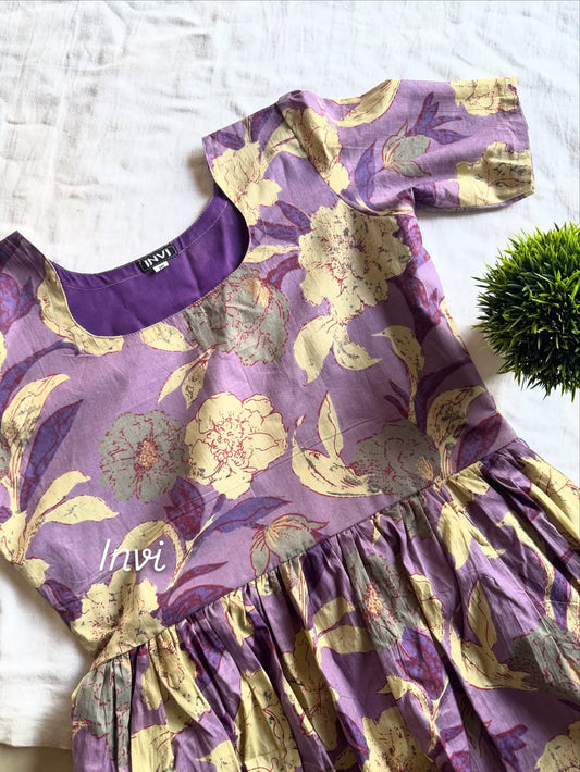 Lavender Floral Printed Cotton Maxi-PI : ICM00003