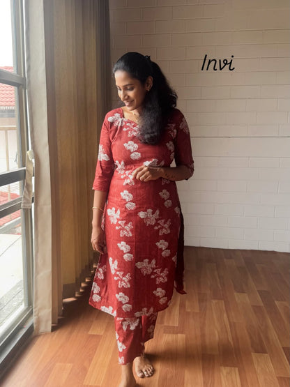 Rust Floral Print Co-Ord Set-PI : ICC00002