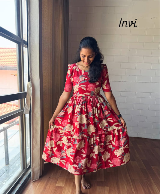 Floral Breeze Red Maxi Dress-PI : ICM00007