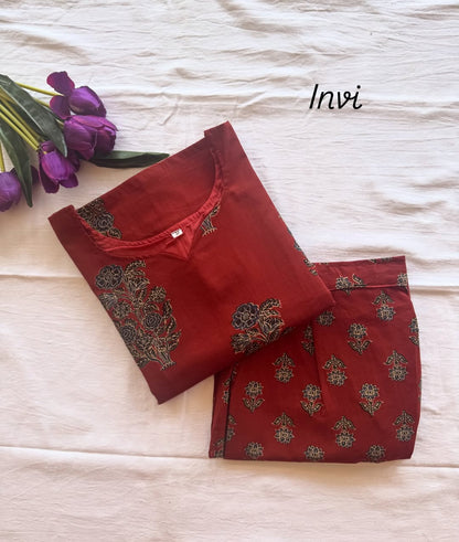 Crimson Grace Cotton Kurthi Set-PI : ICC00028