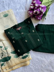 Premium Bottle Green Silk Salwar Suit Set-PI : ICP00188*