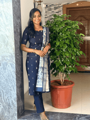 Premium Navy Blue Silk Printed Salwar Set-PI : ICP00184*