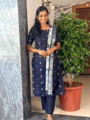 Premium Navy Blue Silk Printed Salwar Set-PI : ICP00184*
