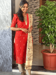 Premium Kalamkari Raw Silk Salwar Set-PI : ICP00183*