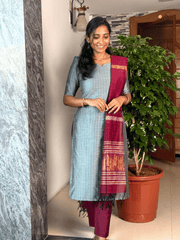 Premium Sage Green & Maroon Raw Silk Salwar Set-PI : ICP00195*