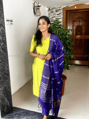 Premium Raw Silk Olive Green Checks Salwar Set-PI : ICP00199*
