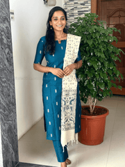Premium Deep Teal Raw Silk Kurta Set-PI : ICP00192*