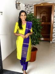 Premium Raw Silk Olive Green Checks Salwar Set-PI : ICP00199*