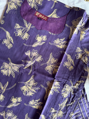 Royal Purple Floral Print Pure Cotton Suit Set-PI : ICS00142