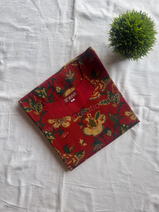 Crimson Bloom Cotton Kurthi-PI : ICK00135